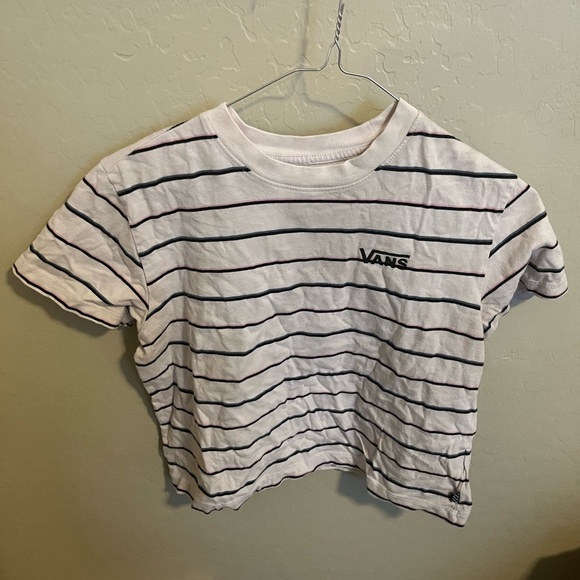 Women’s X-Large Cropped Pink Striped Vans Shirt Secondhand - Picture 4 of 5